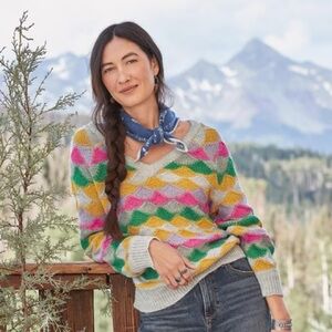 EUC Sundance Love Lasts Sweater in Colorful Argyle